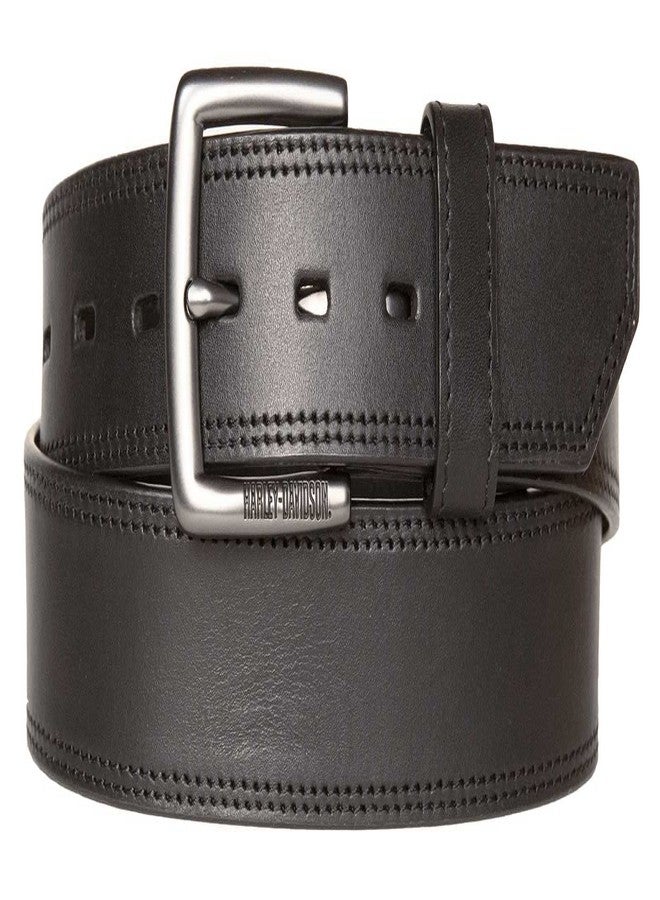 HARLEY DAVIDSON Harley-Davidson Men's Ergonomic Comfort Genuine Leather Belt - Solid Black (38) - Image 1